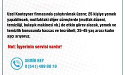 Uzel Konteyner, Mutfak Hijyenine Önem Veren Kadın Aşçı Arıyor