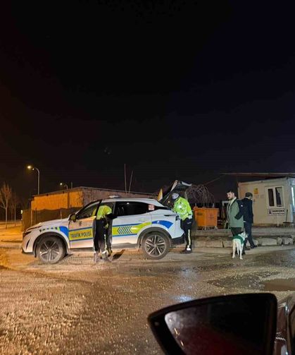 1.55 promil alkollü yakalanan ve 14 bin TL ceza kesilen sürücü, karakola köpeğiyle gitti