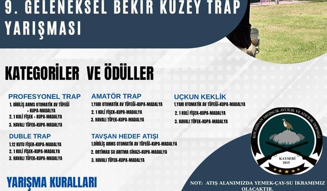 9. Geleneksel Bekir Kuzey Trap yarışmaları 28-29 Haziran’da yapılacak