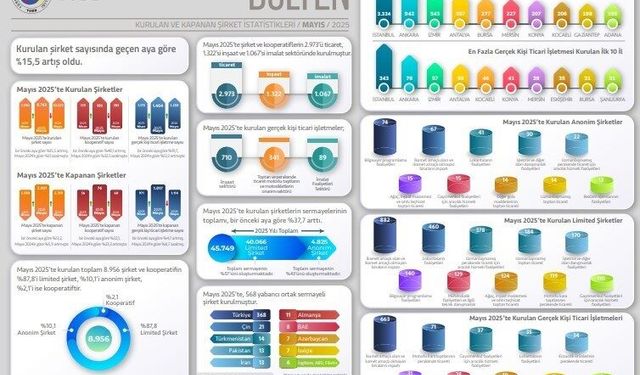 Yılın ilk 5 ayında kurulan şirket sayısında kurulan şirket sayısı, yüzde 2,6 azaldı
