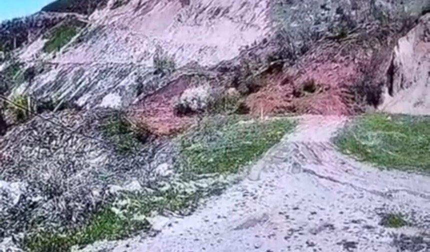 Tokat'ta heyelan güvenlik kamerasına yansıdı
