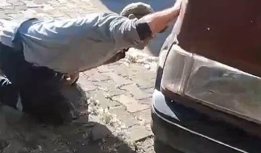 Tokat'ta aracın motor kısmına giren yılanı itfaiye ekipleri kürekle yakaladı