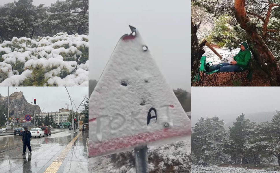 Tokat yükseklerinde kar, kent merkezinde yağmur etkili oldu