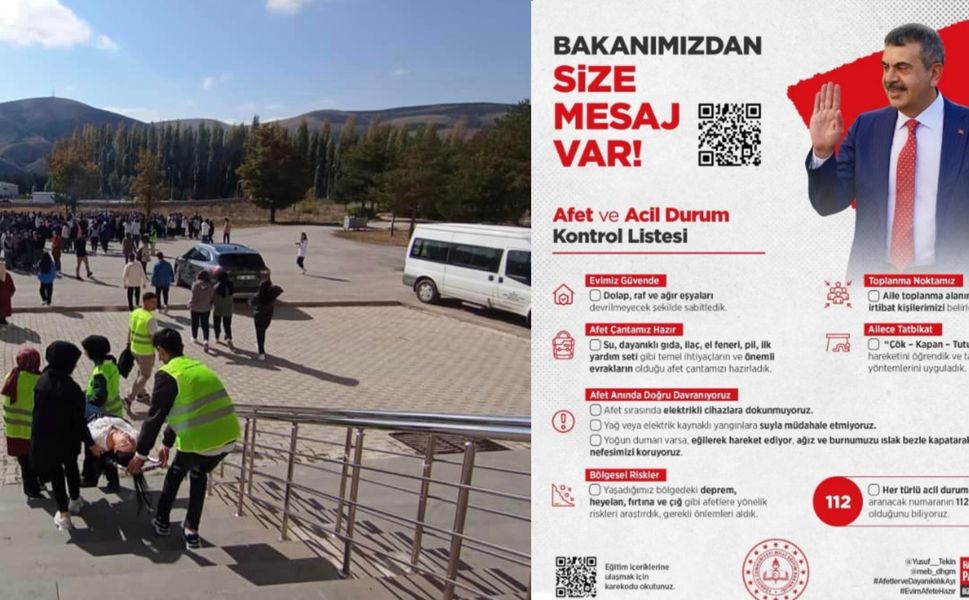 Tokat'ta Tüm Okullarda Eş Zamanlı Afet Tatbikatı Yapılacak