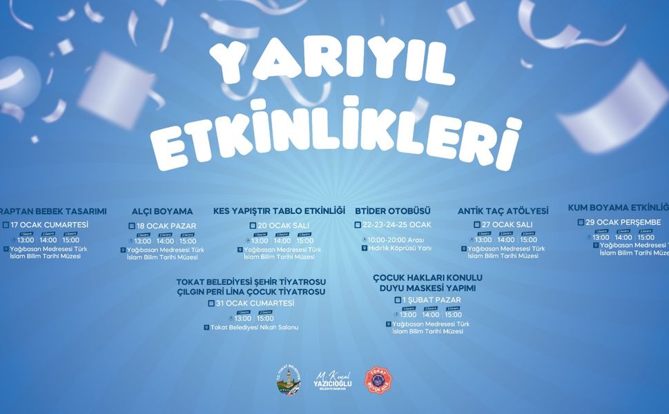 TOKAT BELEDİYESİ’NDEN ÇOCUKLARA EĞİTİCİ, EĞLENCELİ VE BİLİNÇLENDİRİCİ YARIYIL ETKİNLİKLERİ
