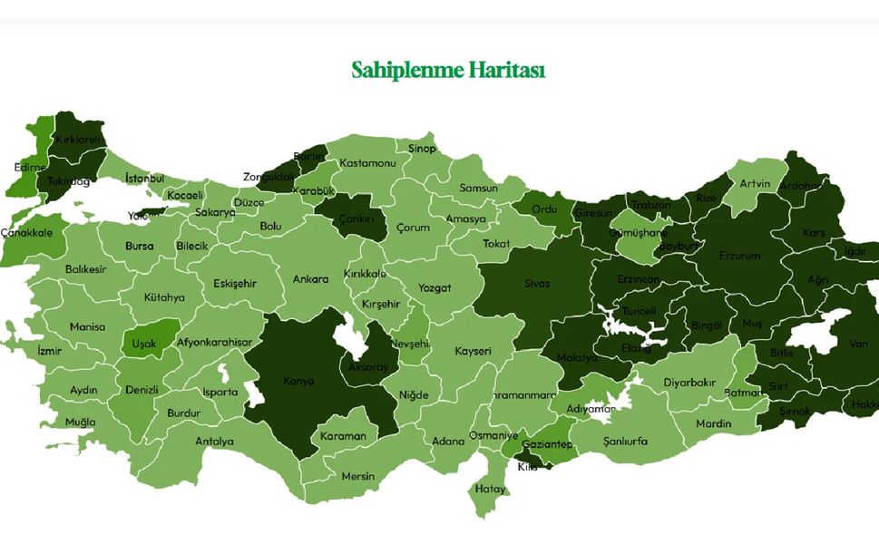 Türkiye’de fidan sahiplenme haritası açıklandı