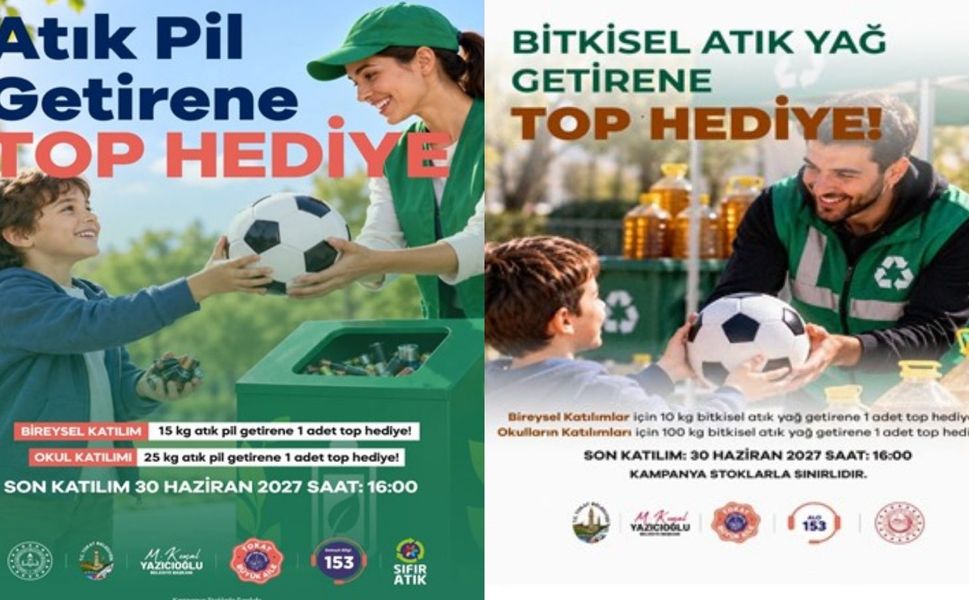 TOKAT’TA SIFIR ATIK SEFERBERLİĞİ: ATIK YAĞ VE PİL GETİRENE TOP HEDİYE